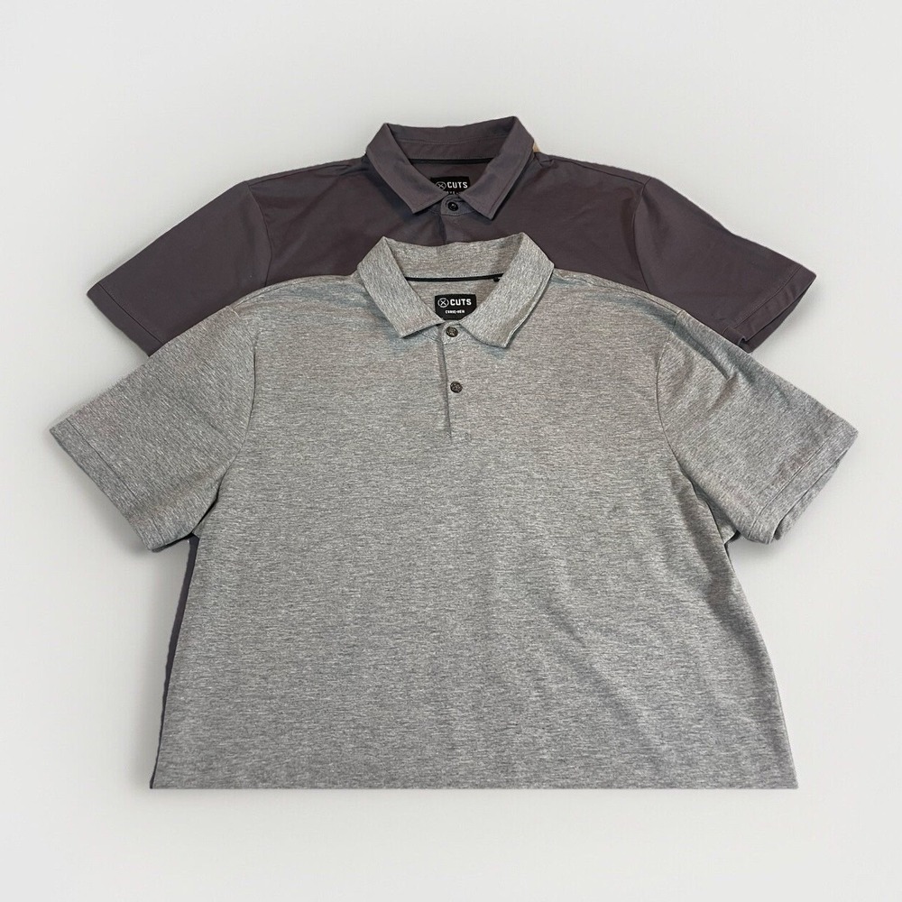 Lot Of 2 Cuts Curve Hem Polo Shirt Mens Large Short Sleeve Performance *READ*‎